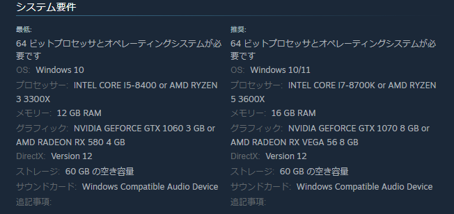 必要最低スペック